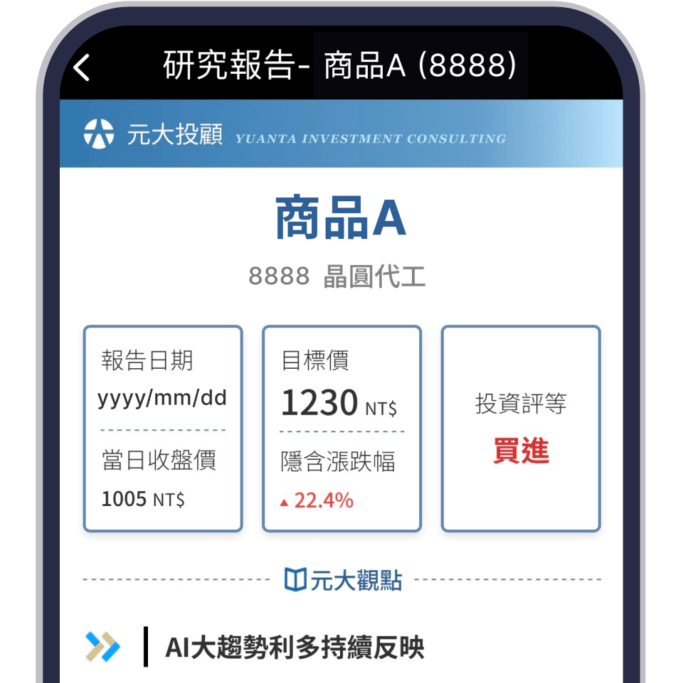 業界獨創元大投顧一頁式研究報告