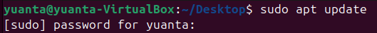 開啟命令列 -> sudo apt update -> 輸入密碼