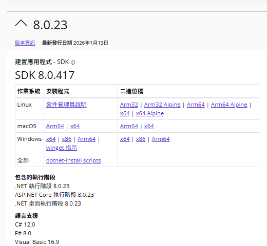下載 .NET 8.0 (Linux、macOS 和 Windows) | .NET